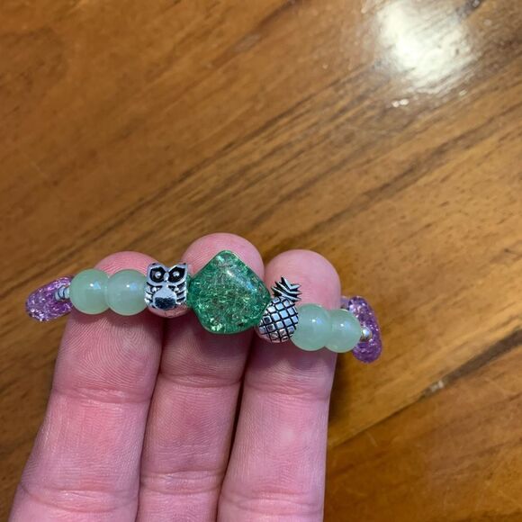 Pineapple fox owl beaded bracelet stretch - Picture 4 of 4